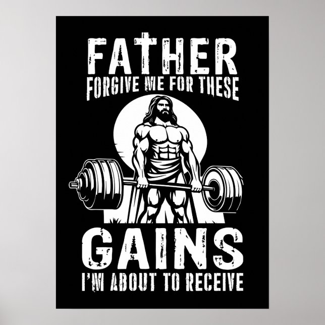 Vater vergib mir für diese Gewinne - Jesus Workout Poster (Vorne)