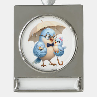 Vater-Vogel-Banner-Schmuck Dad-Andenken Banner-Ornament Silber