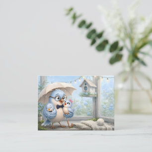 Vater-Vogel-Familie-Karte – Süßer blauer Vogel Mitteilungskarte