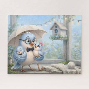 Vater-Vogel-Familie-Puzzle – Süßer blauer Vogel