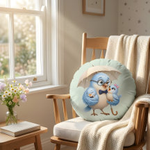 Vater-Vogel-Familien-Rundkissen