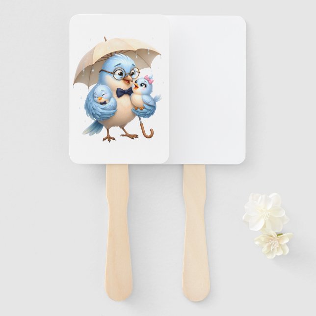 Vater Vogel Handfächer Dad Geschenk (Vorne und Hinten)