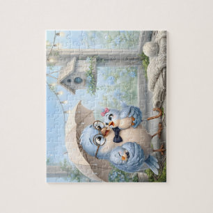 Vater-Vogel-Kunstpuzzle mit Launen