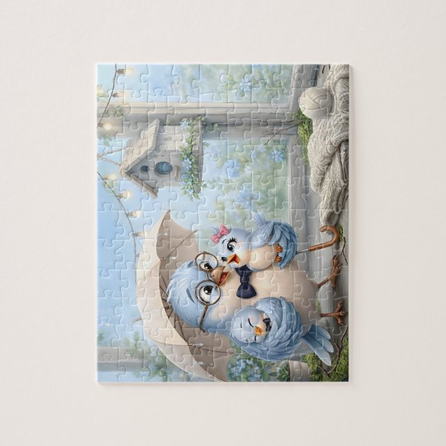 Vater-Vogel-Kunstpuzzle mit Launen (Vertikal)
