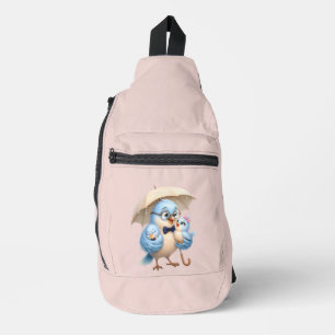 Vater-Vogel-Schultertasche mit süßem Familiensdesi Crossbody Bag