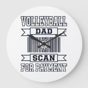 Vater-Volleyball-Scan zur Zahlung Lustiges Shirt-D Große Wanduhr