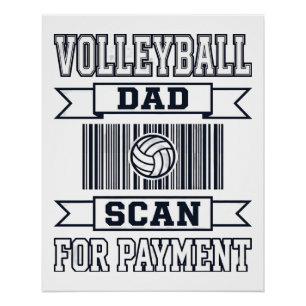 Vater-Volleyball-Scan zur Zahlung Lustiges Shirt-D Poster
