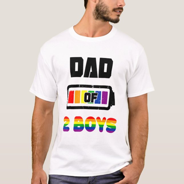 Vater von 2 Boys Vollbatterie-LGBT-Pride-Vater T-Shirt (Vorderseite)