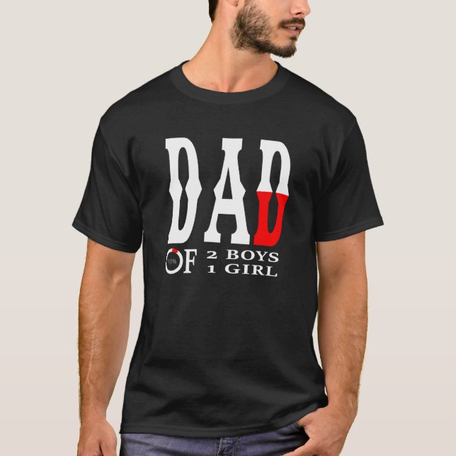 Vater von 2 Jungen 1 Mädchenvater oder Großvater v T-Shirt (Vorderseite)