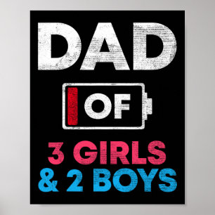 Vater von 3 Mädchen und 2 Jungen zitternd Papa, Va Poster