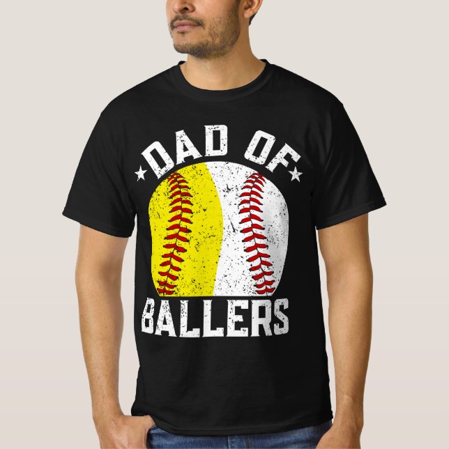 Vater von Ballers Softball Baseball T-Shirt (Vorderseite)