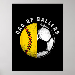 Vater von Ballers Vater Sohn Softball Fußballspiel Poster