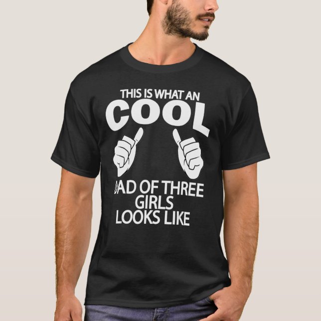 Vater von drei Mädchen Vater von 3 Mädchen Daddy v T-Shirt (Vorderseite)
