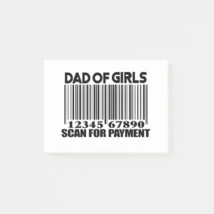 Vater von Girls Scan for Payment Postit Notes Post-it Klebezettel