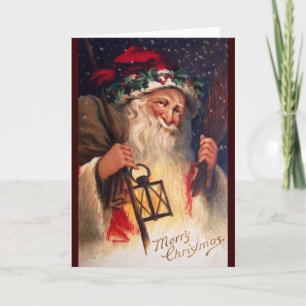 Vater-Weihnachten mit Laterne Feiertagskarte