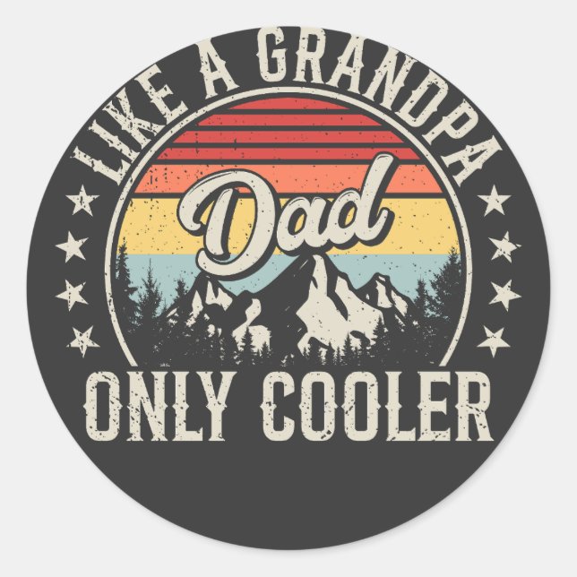 Vater wie ein Opa nur Cooler Retro Runder Aufkleber (Vorderseite)