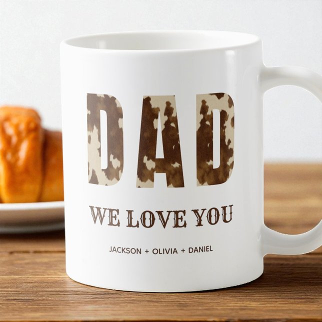 Vater Wir Liebe Sie braune Typografie Western Land Kaffeetasse (Dad We Love You Brown Typography Western Country Coffee Mug)