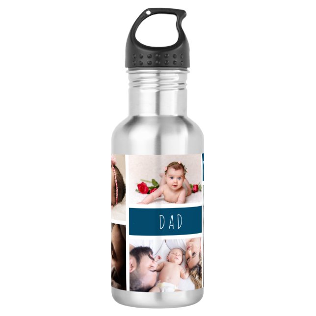 Vater Wir Liebe Sie Foto Collage Personalisiert Edelstahlflasche (Vorderseite)