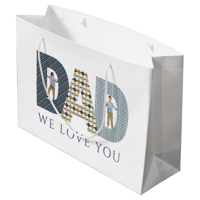 Vater Wir Liebe Sie Foto Geschenktasche Große Geschenktüte (Rückseite Schrägansicht)