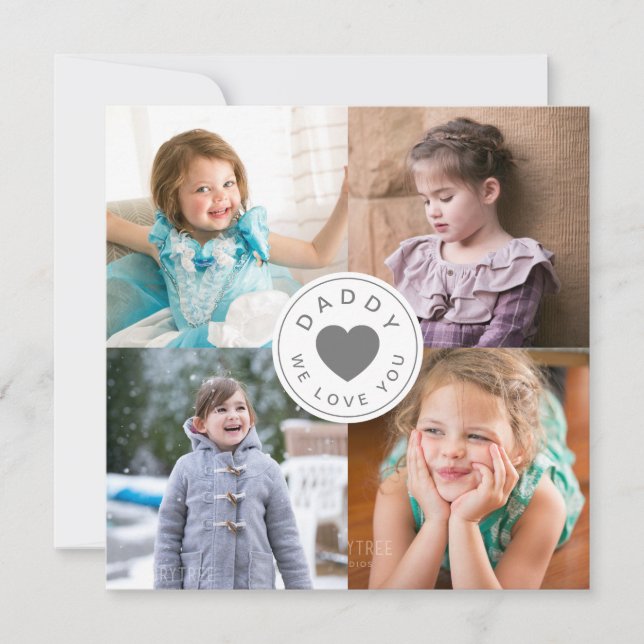 Vater Wir Liebe Sie Herzfoto Collage (Vorderseite)
