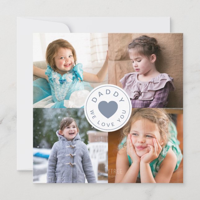 Vater Wir Liebe Sie Herzfoto Collage (Vorderseite)