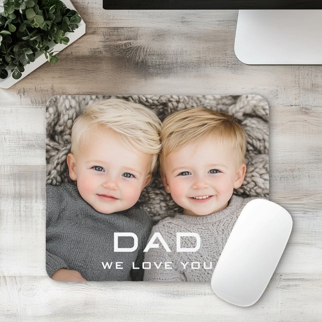 Vater wir Liebe Sie moderne väterliche Foto Mousepad (Dad we love you modern father's day photo mouse pad)
