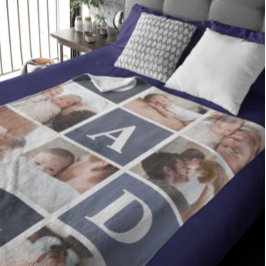 Vater Wir Liebe Sie | Modernes 8 Foto Farbblock Fl Fleecedecke