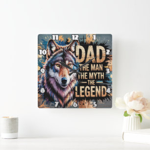 Vater: Wolf, Mensch, Mythos, Legende Quadratische Wanduhr