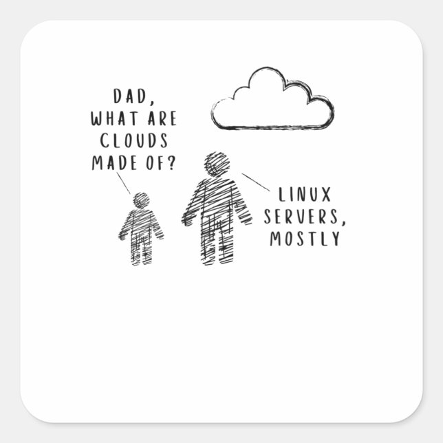 Vater, woraus bestehen Wolken? Programmierer Quadratischer Aufkleber (Vorderseite)