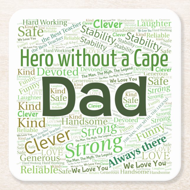 Vater Word Cloud-DesignPaper-Untersetzer Rechteckiger Pappuntersetzer (Vorderseite)