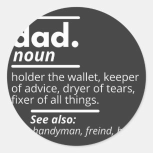Vater-Wörterbuchdefinition - Funny Vaters Day Gift Runder Aufkleber