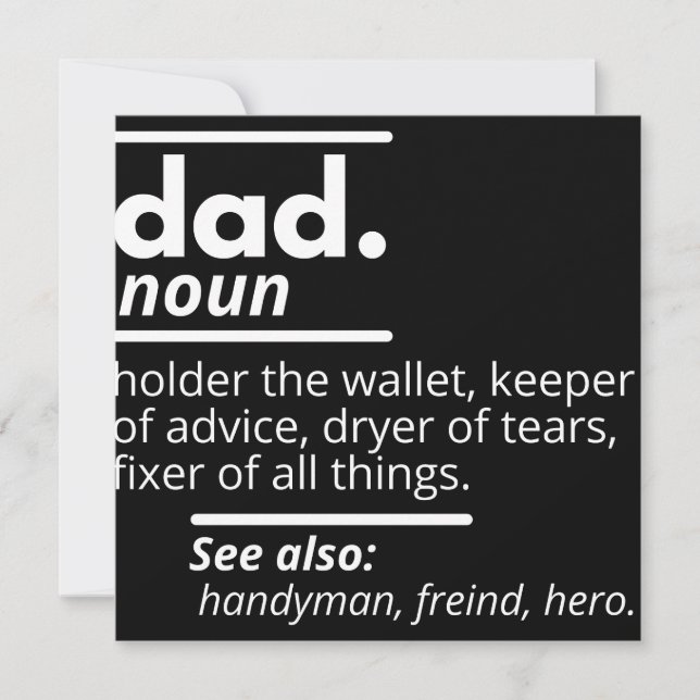 Vater-Wörterbuchdefinition - Funny Vaters Day Gift Save The Date (Vorderseite)