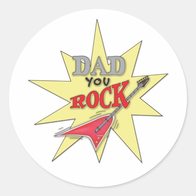 Vater You Rock Classic Round Aufkleber (Vorderseite)