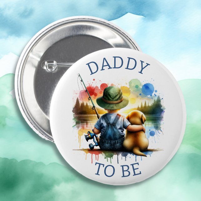 Vater zu Boys Fishing Themed Baby Shower Button (Von Creator hochgeladen)
