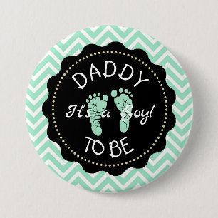 Vater zu Sage Green Zickzack Baby Dusche Taste Button