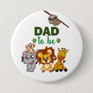 Vater zu sein Jungle Safari Zoo Tier Baby Dusche Button