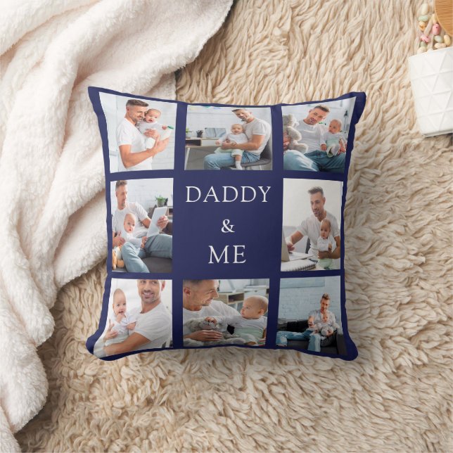 Vaterbaby Foto Collage Blue Kissen (Decke)