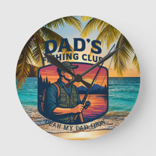 Vaters Angelclub Retro-Sonnenuntergang Personalisi Runde Wanduhr
