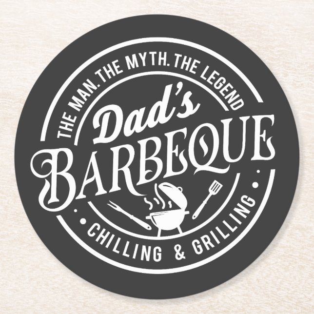 Vaters Barbeque | Mann, Myth, Legende Runder Pappuntersetzer (Vorderseite)