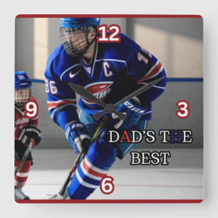 Vaters beste Hockey-Uhr Quadratische Wanduhr