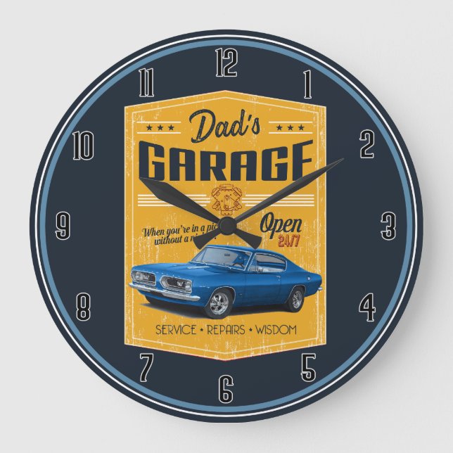 Vaters Cuda-Garageuhr Große Wanduhr (Vorderseite)