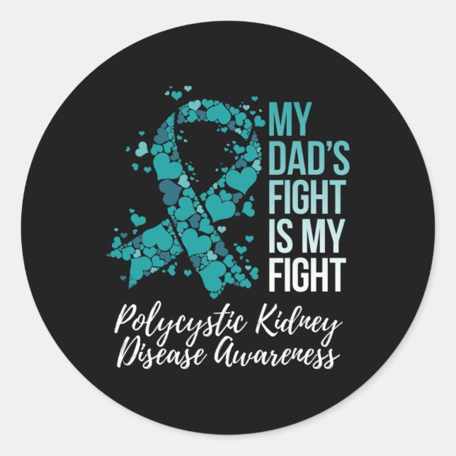 Vater's Fight Polycystic Kidney Disease Pkd Awaren Runder Aufkleber (Vorderseite)