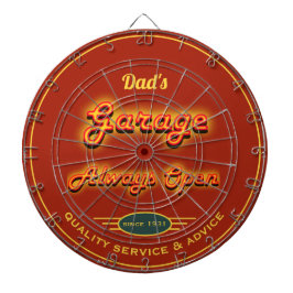 Vaters Garage-Imitate Neon Look Name Dunkelorange  Dartscheibe