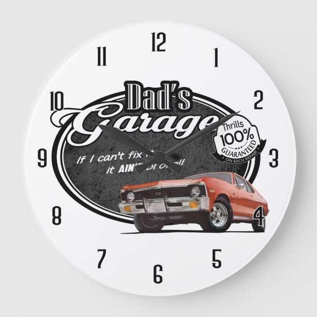 Vaters Garage Nova Große Wanduhr (Vorderseite)