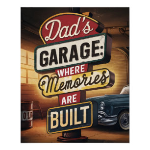 Vaters Garage Retro Vintages Autozeichen Poster