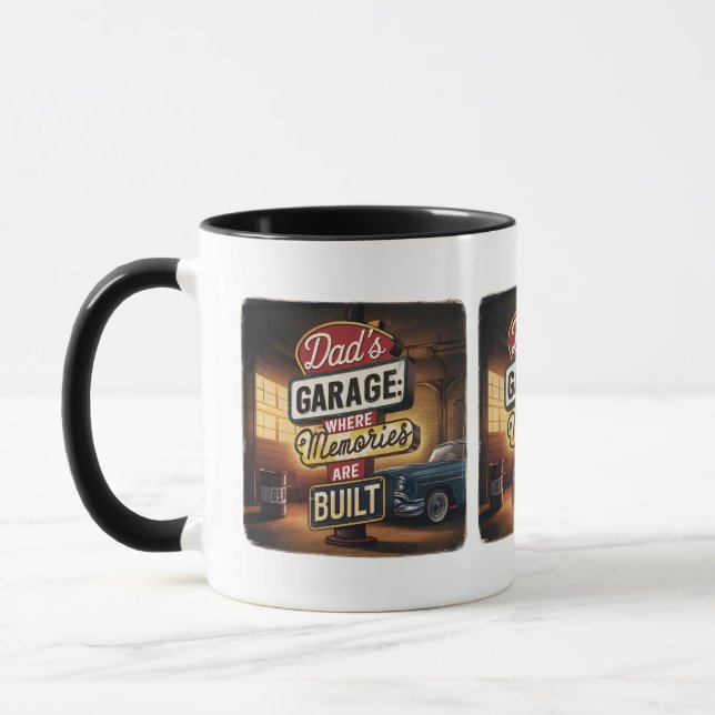 Vaters Garage Retro Vintages Autozeichen Tasse (Links)