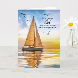 Vaters Geburtstag Thema Segelboot Möwen Karte