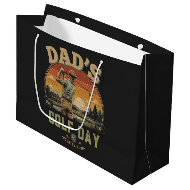Vaters Golf-Tag Große Geschenktüte (Vorderseite Schrägansicht)