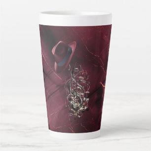 Vaters Mood Music Burgundy Fedora Keramik Latte Ta Milchtasse