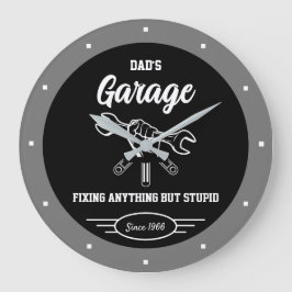 Vaters Namensgarage Funny Slogan Hand Tools repari Große Wanduhr